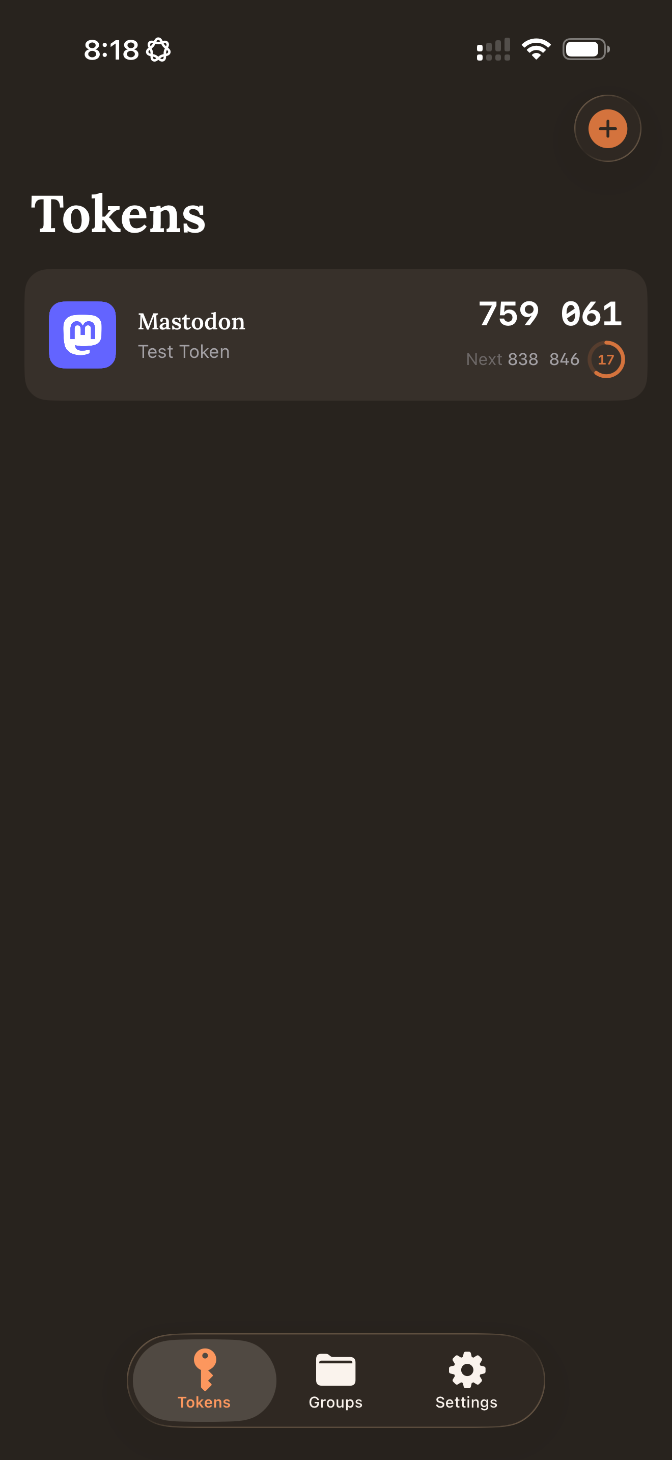 unlogged Auth tokens screen